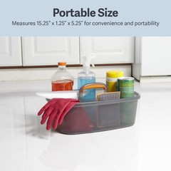 Storage Caddy For Bathroom Kitchen, 1.85 Gallon Plastic Container, Gray Orange