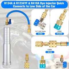 Wells AC Oil Dye Injector Kit, R134A & R1234YF & R410A R134a+R1234yf+R410a
