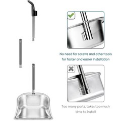 Yangbaga Dust Pans with Long Handle – 35”Heavy Duty dustpan only, Silver
