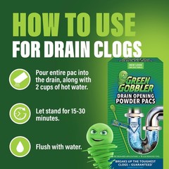 Green Gobbler Drain Clog Remover Drain Cleaner Powder 5 Pacs 5 Tools G8063