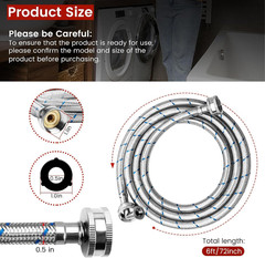 6Ft Stainless Steel Washer Hose with 90 Degree Elbow by Puxyblue Red and Blue