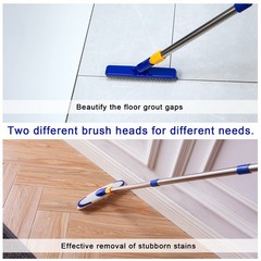 ITTAR Grout & Scrub Brush Combo, Floor Scrubber with Long White & Blue Head