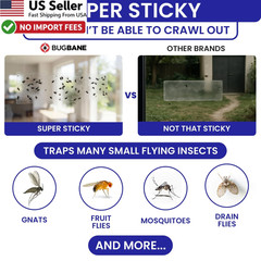 50 Window Fly Traps Sticky Non-Toxic Clear Fly Paper Indoor Housefly Gnat Killer