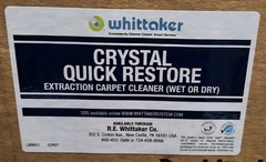 NEW Whittaker Crystal Quick Response, 12 oz. (06 PK) Extraction Carpet Cleaner.
