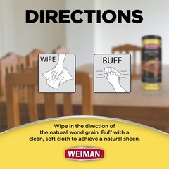 Weiman Wood Polish and Cleaning Wipes, For Furniture 20 Count (Pack of 3)
