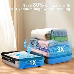 UPGOGO Combo 16 Pack Travel Vacuum Bags with Portable 16 Pack, Electric Pump