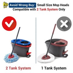 MXZONE Spin Mop Replace Head for O 2pcs 2-Tank Blue, 2-tank Blue