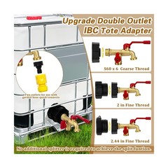 IBC Tote Hose Adapter Dual Outlet Faucets 275-330 Gallon IBC To… FAST USA SHIP