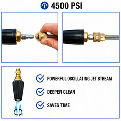 Turbo Pressure Washer Nozzle 4500 PSI 1/4″ Quick Connect Rotary Spray Tip