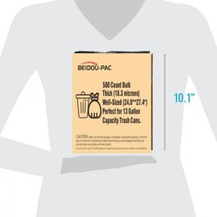 Beidou-Pac 13 Gallon Trash Bags Drawstring 500 Count Bulk Value Pack Black