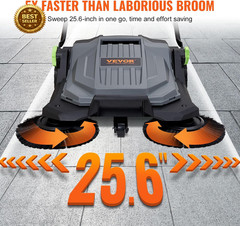 VEVOR Push Floor Sweeper 25.6″ Manual Cleaner Yard Garage Patio