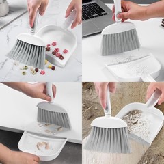 NACENA Small Dust Pan and Brush Set, Mini Broom Dustpan 1, Grey & White