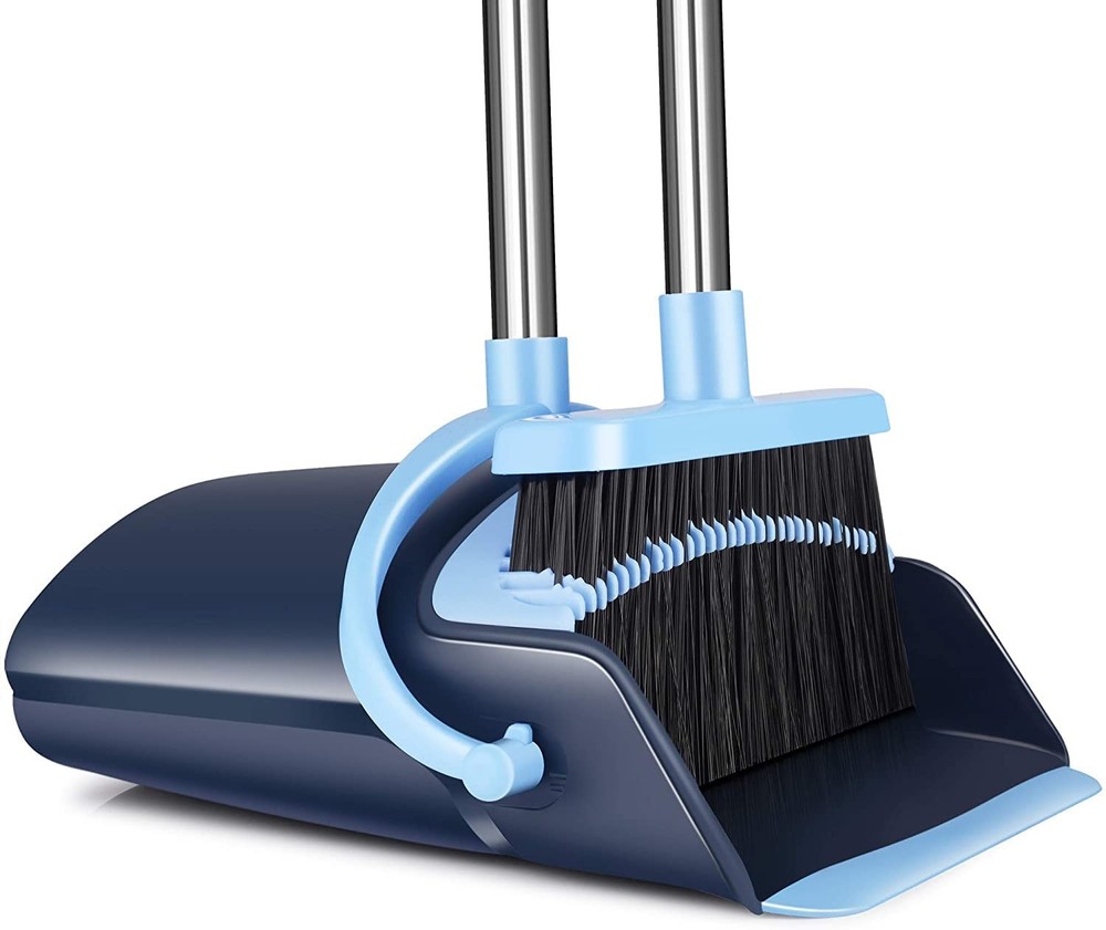 OLLSDIRE Broom and Dustpan Set for Home 2026 Indoor Outdoor Dark Blue
