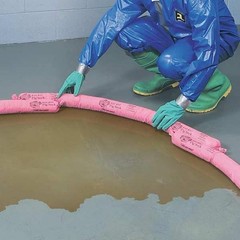 Pig 124Cr Sorbent Sock, 9 Gal, 3 In X 42 In, Acids, Bases, Unknowns, Pink, 12 Pk