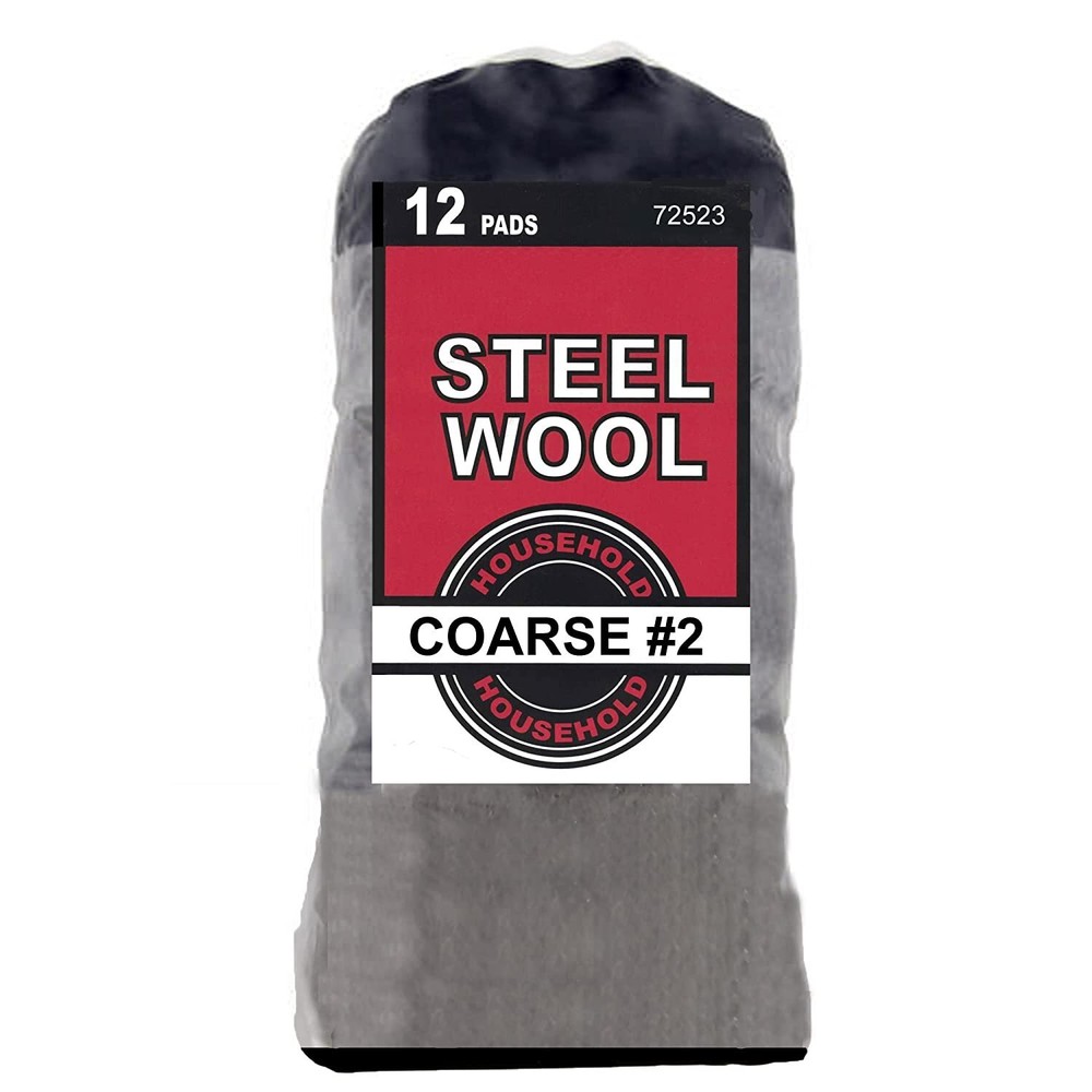12 Pieces Household Steel Wool, Coarse Grade #2