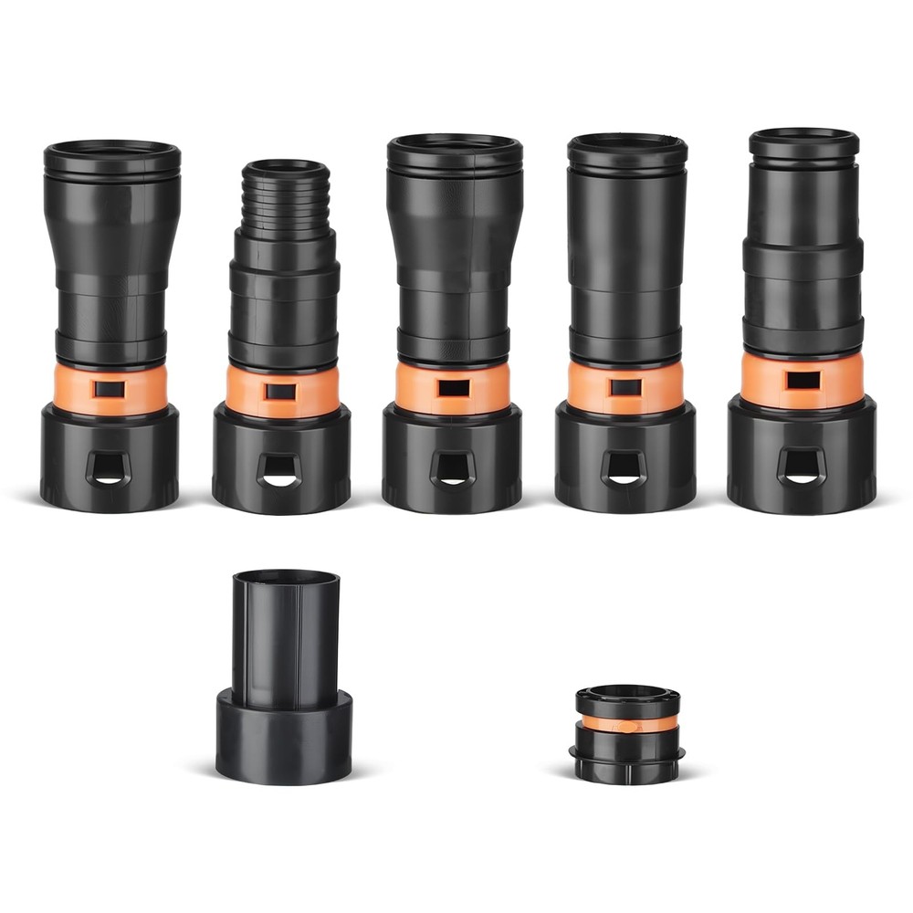 7-Piece Shop Vac Hose Adapter Kit for 1-1/4″ Hose, 1.25 inches, red black