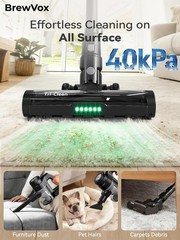 Brewvox Telescopic Cordless Stick Vacuum Cleaner For Pet Hair 40Kpa Powerful