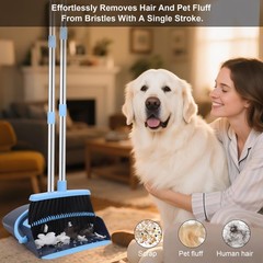 OLLSDIRE Broom and Dustpan Set for Home 2026 Indoor Outdoor Dark Blue