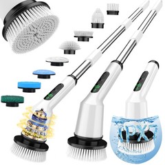 Shower Scrubber with Long Handle, Shower Cleaner Brush with 8 Floor Machine P…