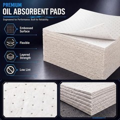 Hoolerry 100 Pcs Oil Absorbent Pads Bulk Heavy Weight Dimpled Garage Absorbing P
