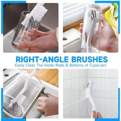 14Pcs Crevice Cleaning Brush Set, V Shape Grout Cleaner for Deep Black