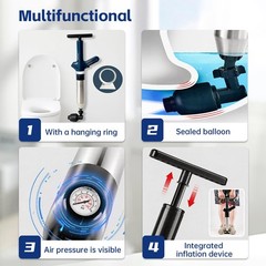 Toilet Plunger, High Pressure Heavy-Duty Clog Remover Blue
