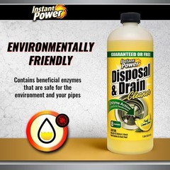Instant Power Disposal and Drain Cleaner – Liquid Enzyme Clog Remover, Cle