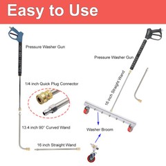 25.6″ Pressure Power Washer Surface Cleaner Undercarriage Water Broom 4000PSI