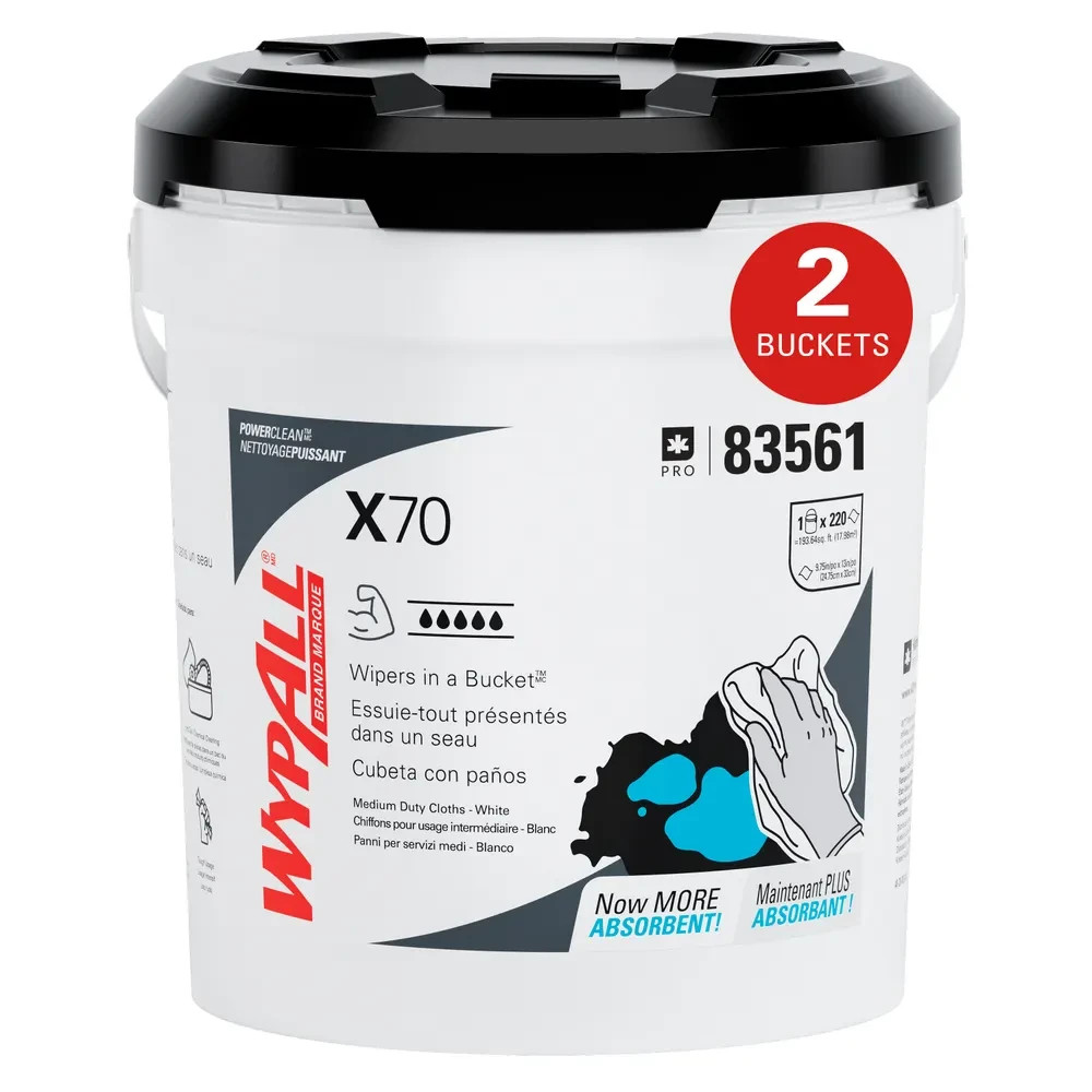 KC 83561 WypAll PowerClean X70 Medium Duty Wipers in a Bucket 220/2 Buckets