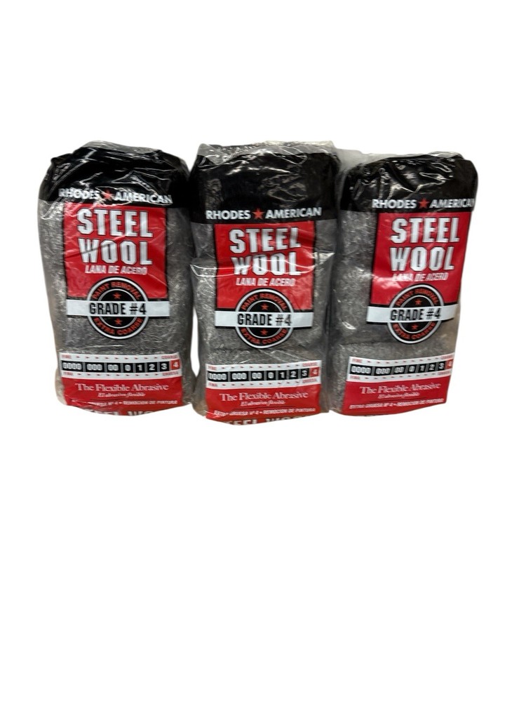 Homax Rhodes American Grade 4 Extra Coarse Heavy-Duty Steel Wool Pad 3 packs 12