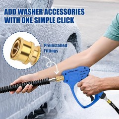 Stubby Swivel Pressure Washer Gun – 5000 PSI / 10 GPM with 3/8″ Male blue