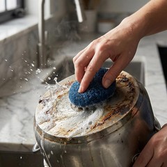 Amazon Basics Steel Wool Soap Pads, Reusable, Cuts Grease and Standard, Blue