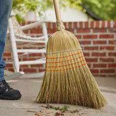 Giant Commercial Corn Broom 15 in. W Sweeping Wood Handle Lightweight Outdoor