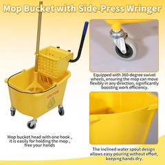 Bright Yellow 35-Quart Mop Bucket with Wringer & Mop – Ideal for Heavy-Duty Use