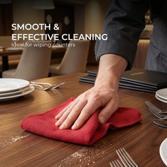 Shop Towels Polycotton Cleaning Cloth 50 Pack – Red Reusable Kitchen Towels C…