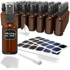 Nevlers Small Spray Bottle 2 Oz 48 Pack | Amber Glass 99 Piece Set,