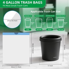 Drawstring 4 Gallon Trash Bag 51 Counts, Tear-Free & Leakproof Small Trash Ba…