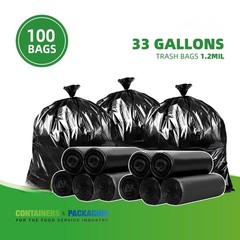 33 Gallon 1.2 Mil 33″ x 39″ Standard-Duty Can Liner / Trash Bag