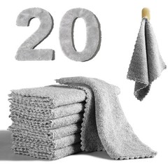 20 Pack Super Absorbent Dish Cloths Coral 9.84 inches x inches, Grey