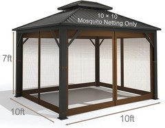 Gazebo Universal Replacement Mosquito Netting – 10′ x 10′ Outdoor Mesh Netting