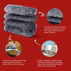 Steel Wool # 3 – Extra Coarse – 16 Pads Multi-use for Tough Cleaning, Paint a…