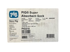 (BOX 24)Pig210 Absorbent Sock, 3 1/4 In X 42 In, Universal, Gray, Cellulose