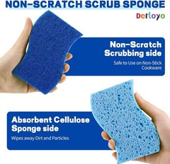 12 Count Non-Scratch Dish Sponges Kitchen, Long Lasting Cleaning Sponges for