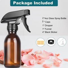 4 oz Amber Glass Spray Bottles – 2 Pack Empty 4 Ounces, tinted