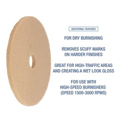 Boardwalk 4019ULT 19″ Dia Burnishing Floor Pads – Tan (5/CT) New