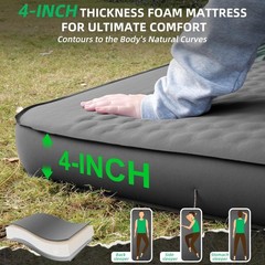 Self Inflating Sleeping Pad with Electric Pump, 4″ Ultra-Thick Memory Foam Ca…