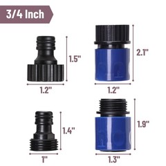 Bates- Garden Hose Quick Connectors, 4 Set, 3/4 Inch, Male and Blue