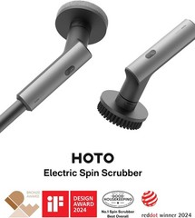 HOTO Cordless Electric Spin Scrubber, IPX7 Full Body Waterproof Grey Black