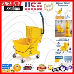 Carlisle Food Service Sparta Commercial Mop Bucket with Side Press Wringer, F…