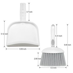 NACENA Small Dust Pan and Brush Set, Mini Broom Dustpan 1, Grey & White